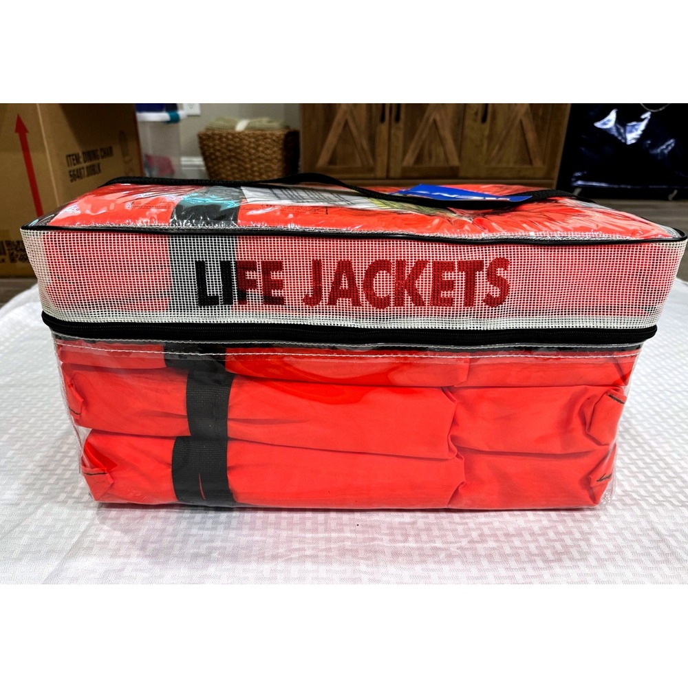 Kent Life Jacket 4 Pack Adult Universal Orange Type II PFD Vests With Case